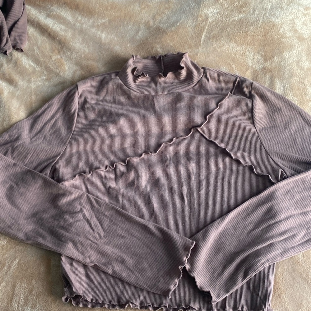 Brown mock neck shirt